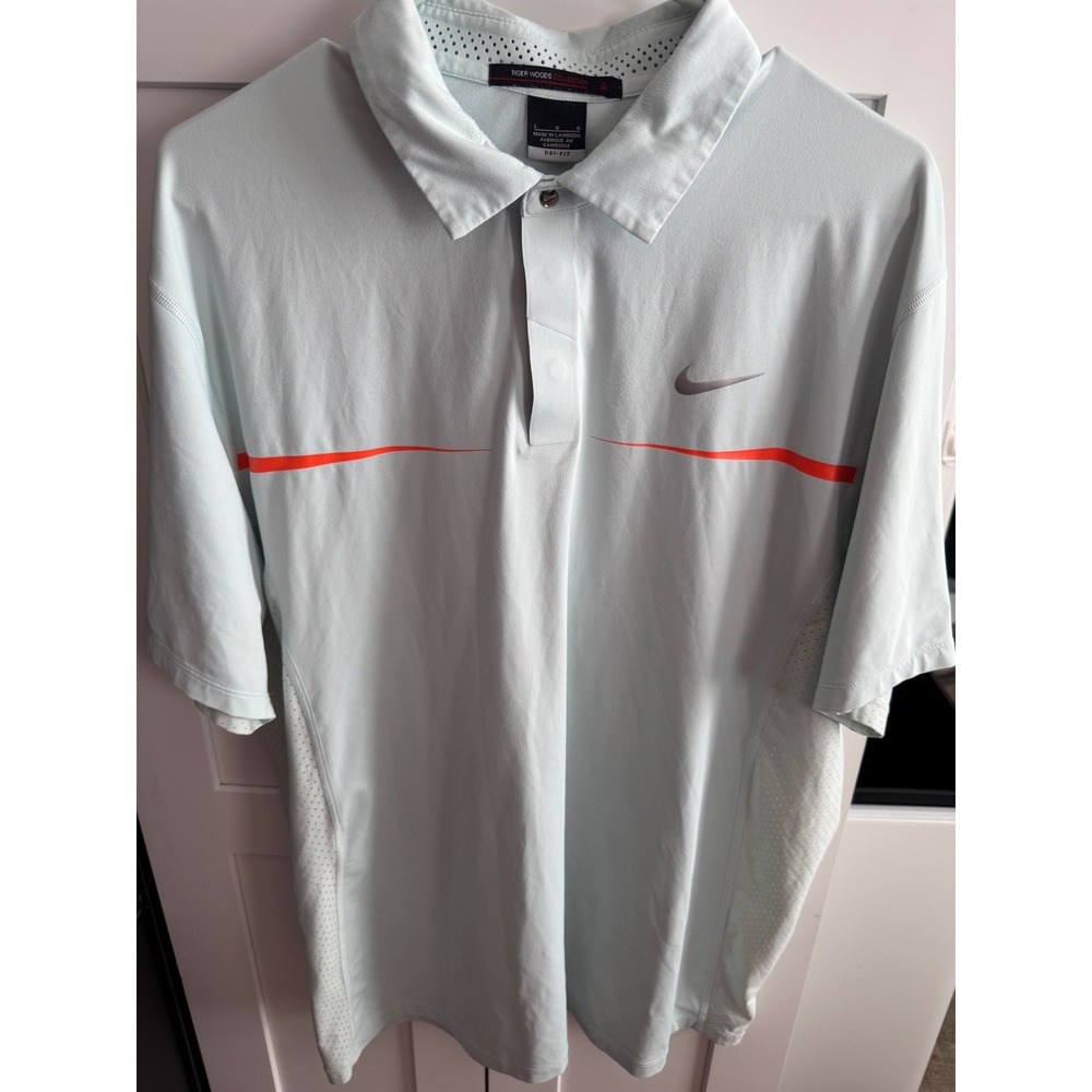 Nike Tiger Woods Collection Dri-FIT Golf Polo Mens Large‎ Atlanta Braves Mint L